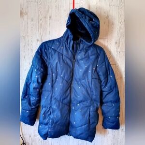 Swiss Tech Girls Blue Hooded Jacket Indescent Polka Dots Shimmer Size XL (14-16/